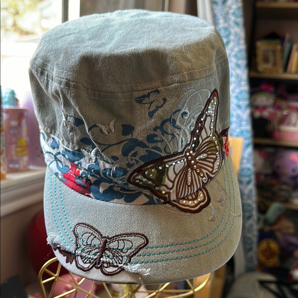 Leader Embroidered Butterfly Cap